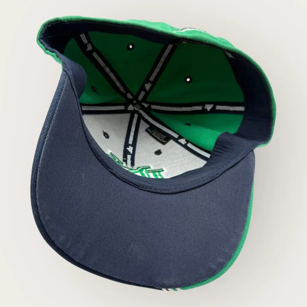 Notre Dame Fighting Irish Adidas Hat Green Navy Baseball Cap Size L-XL - Picture 6 of 8